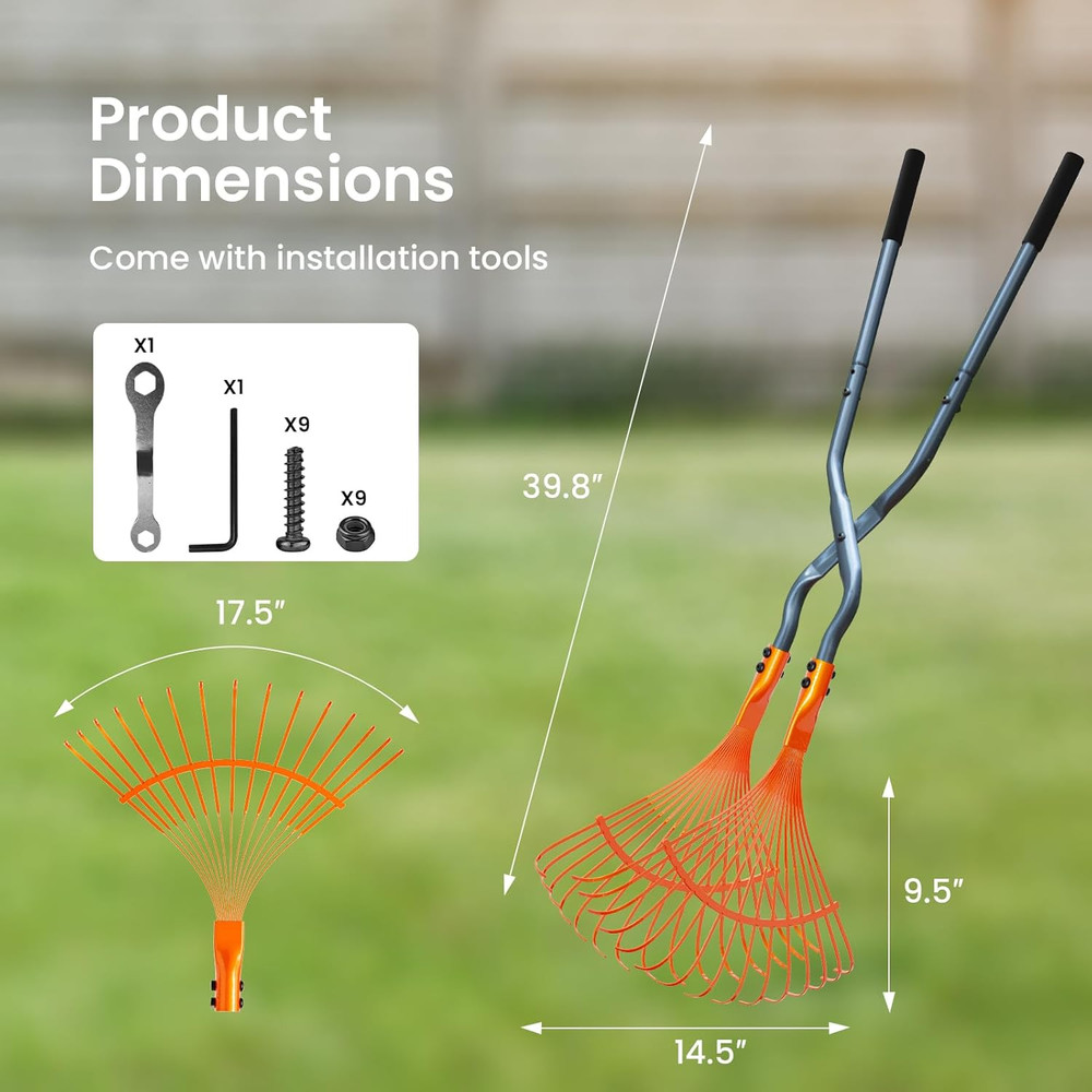 Leaf Grabbers for Yard Work, Leaf Picker Upper Grabber with Long Steel Handle &