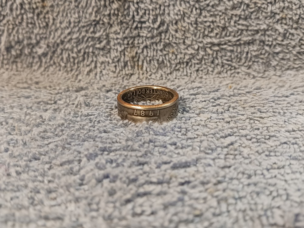 1987 Washington Quarters, coin ring, size 6-1/2