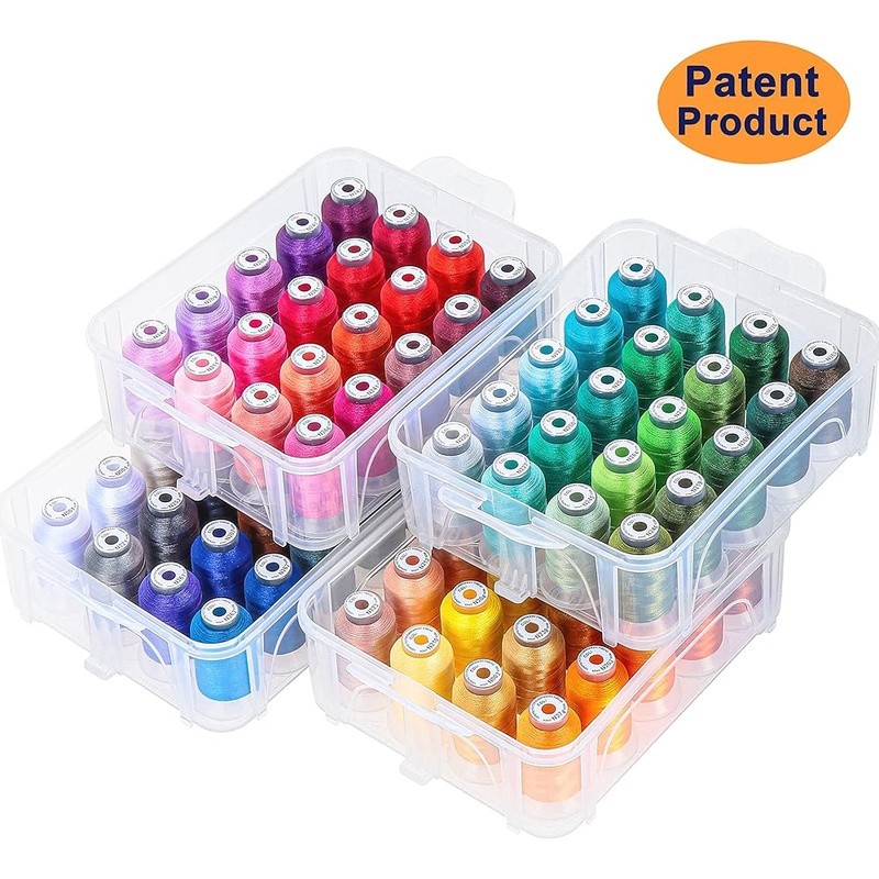 80 Spools Polyester Embroidery Thread Clear Storage Box W/ Snips Nets Chart New