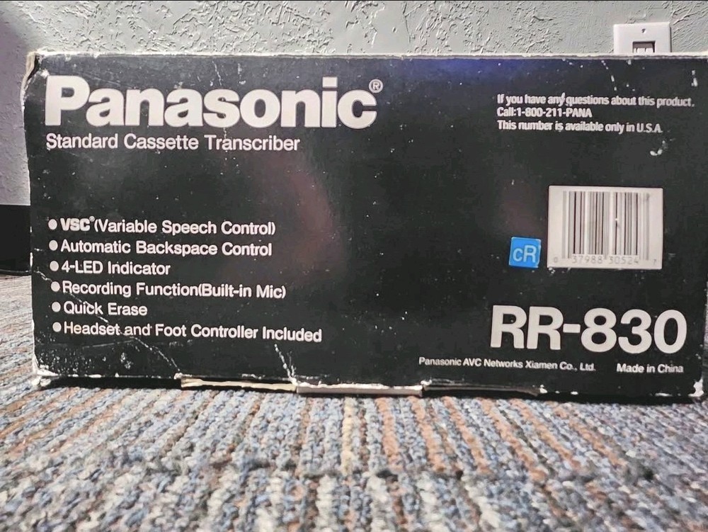Panasonic RR-830 Cassette Transcriber Desktop Foot Controller, 4-LED