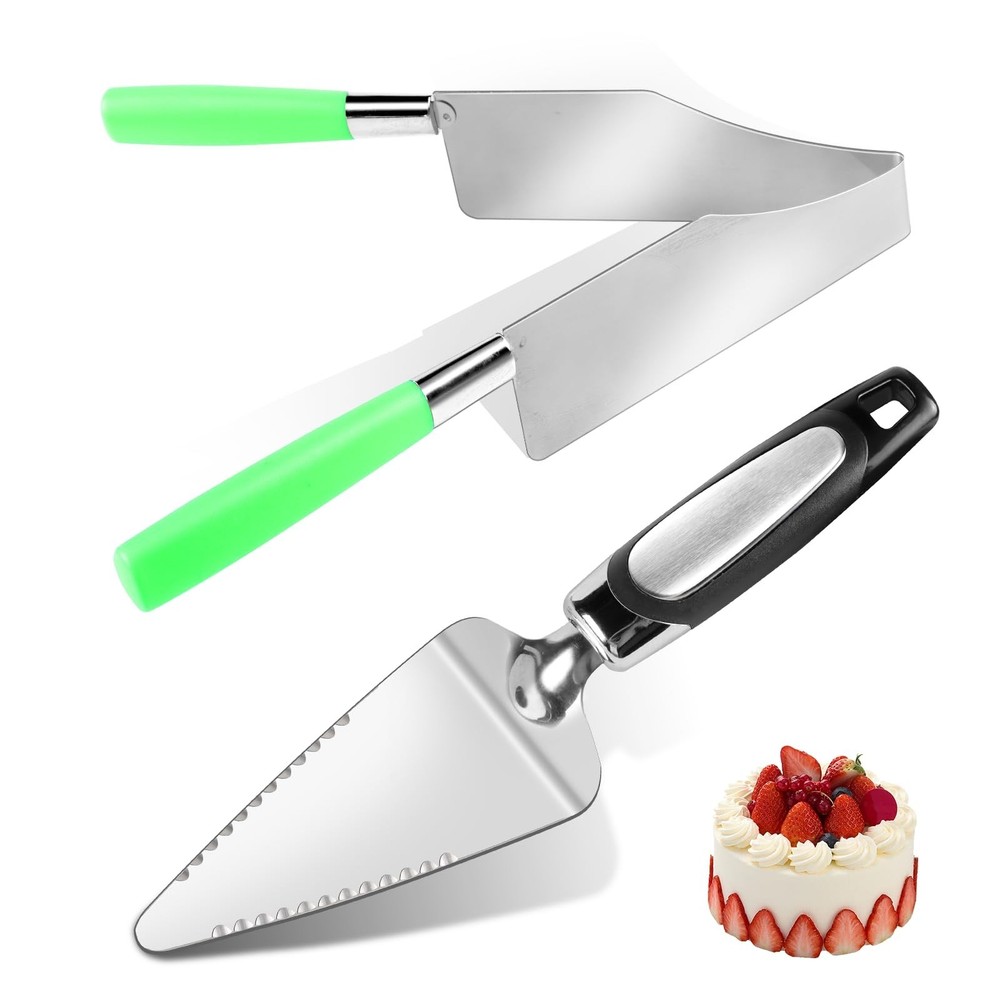 2 Pcs Cake Server and Multi Function Cake slicer cutter Stainless Steel Set f...
