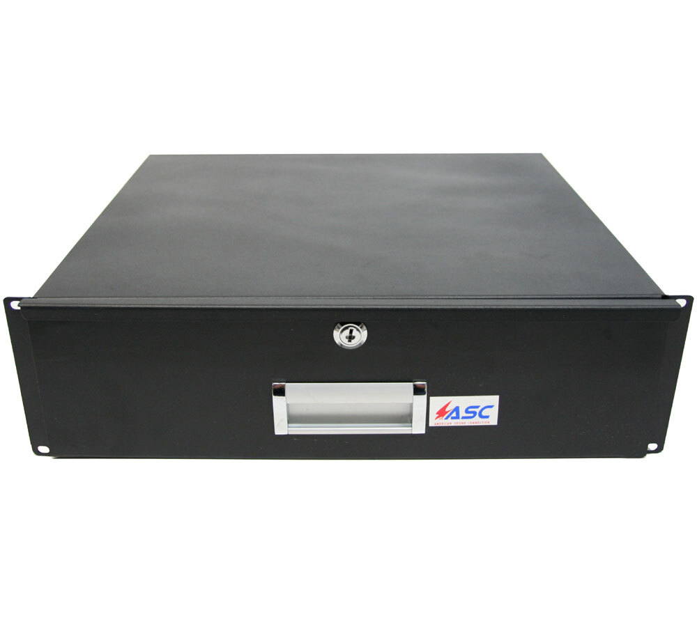 19" Rack Mount 3U Locking Drawer Pro Audio DJ Server Rack Lock Storage Cabinet