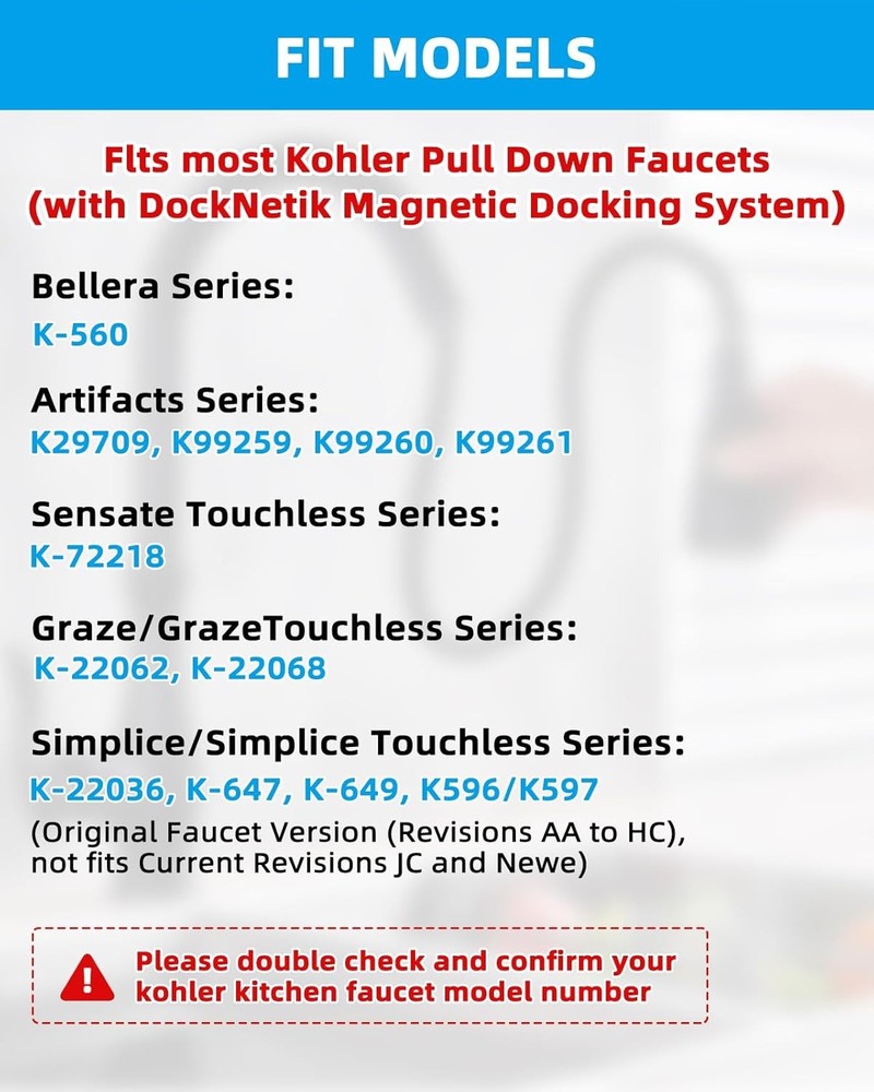 Hose Kit Compatible with Kohler Pull Down Kitchen Faucet