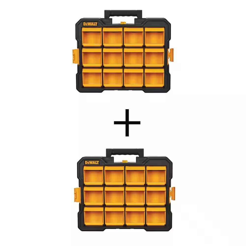 12 Compartment Small Parts Organizer Flip Bin (2 Pack)