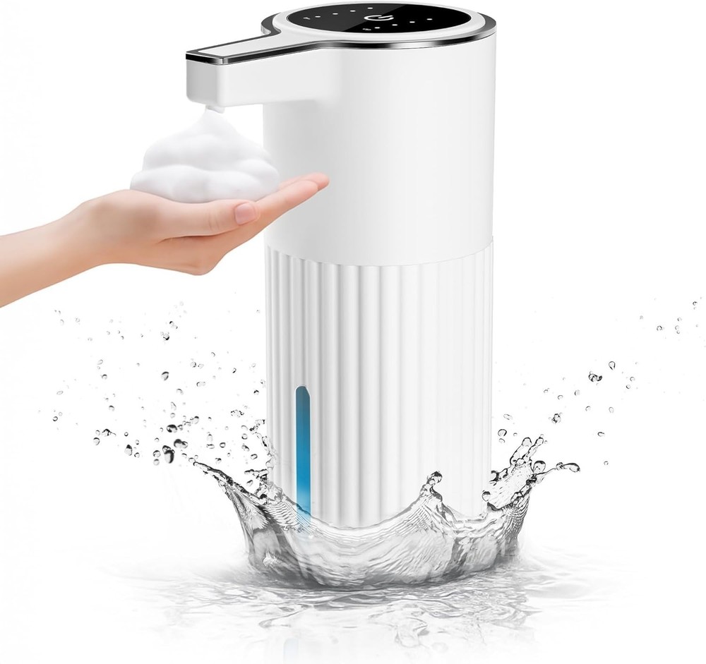 Automatic Soap Dispenser Foaming Touchless:14.2oz White Plastic - Rechargeabl...