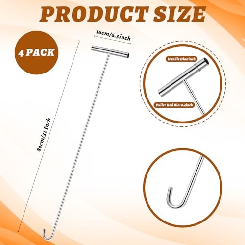 4 Pack 31" Fifth Wheel Puller 5th Wheel Pin Puller for Semi J Hook Silver
