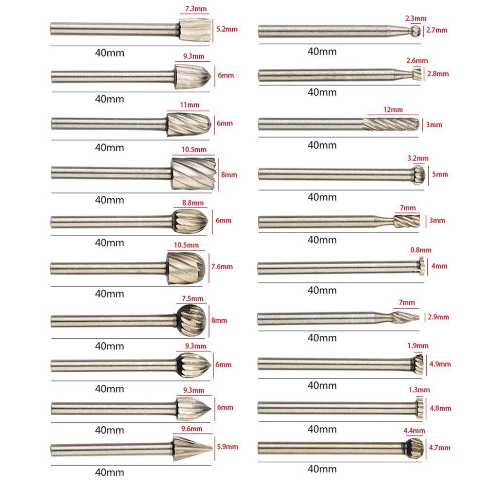 20Pcs Diamond Burr Bits Drill Set Rotary Multi Tool Accessories Kits For Dremel*