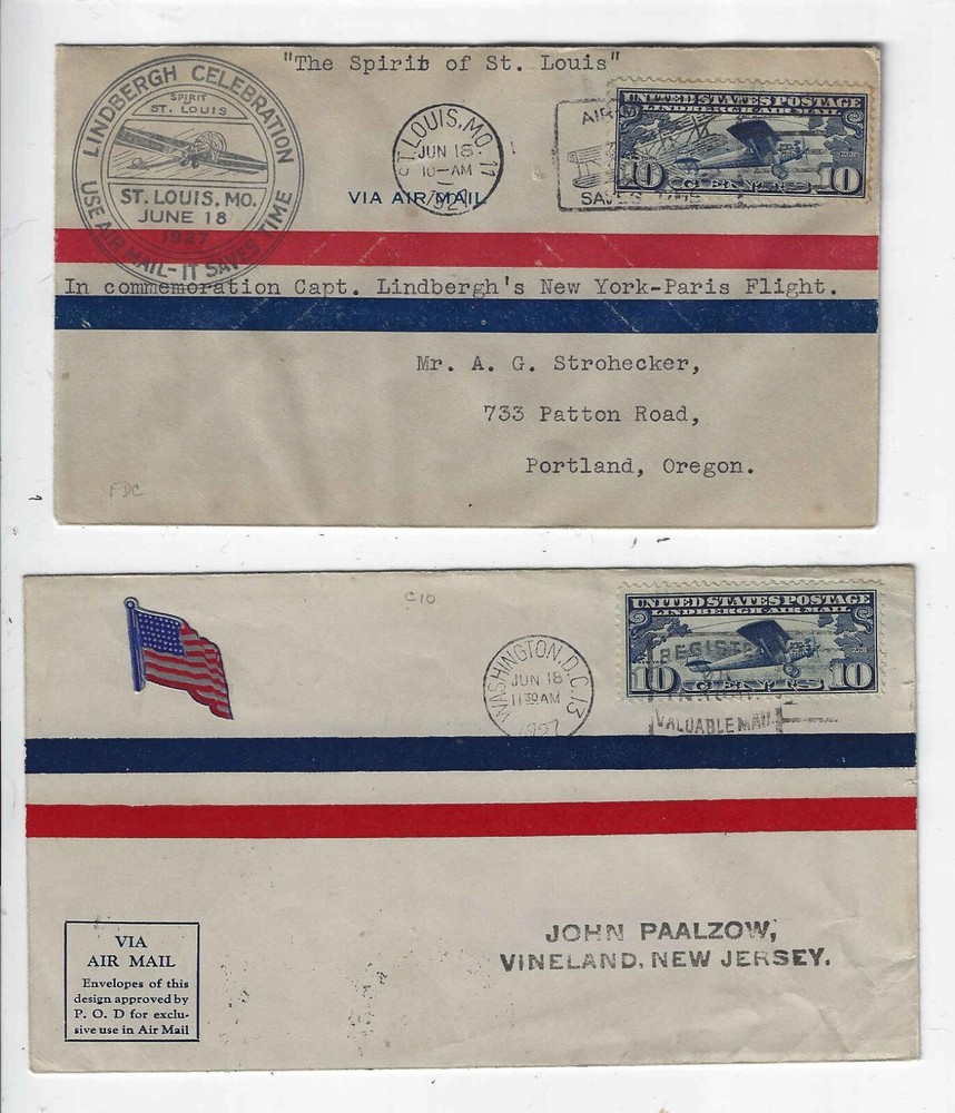 FDC's # C10 -- 10c Lindbergh - 4x cancels