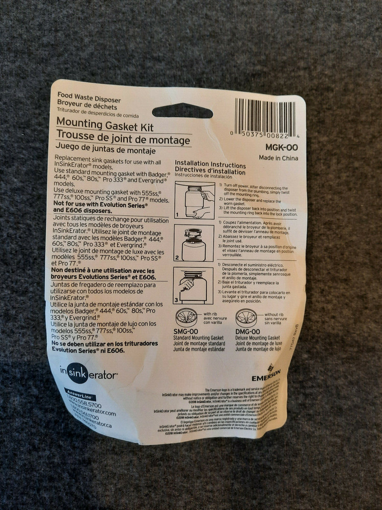 InSinkErator Mounting Gasket Kit, Black, MGK-OO