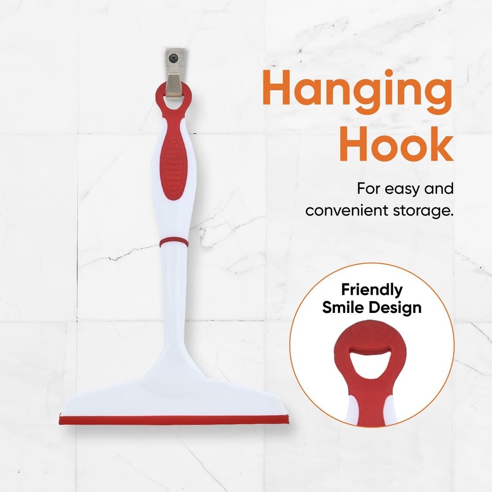 Superio 6" Window Rubber Squeegee with Hanging Loop, 2 Pack, Red and Gray