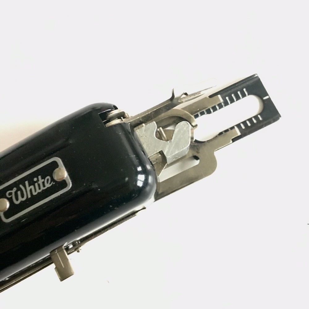 Vintage White Sewing Machine Magic Key Buttonhole Worker Black