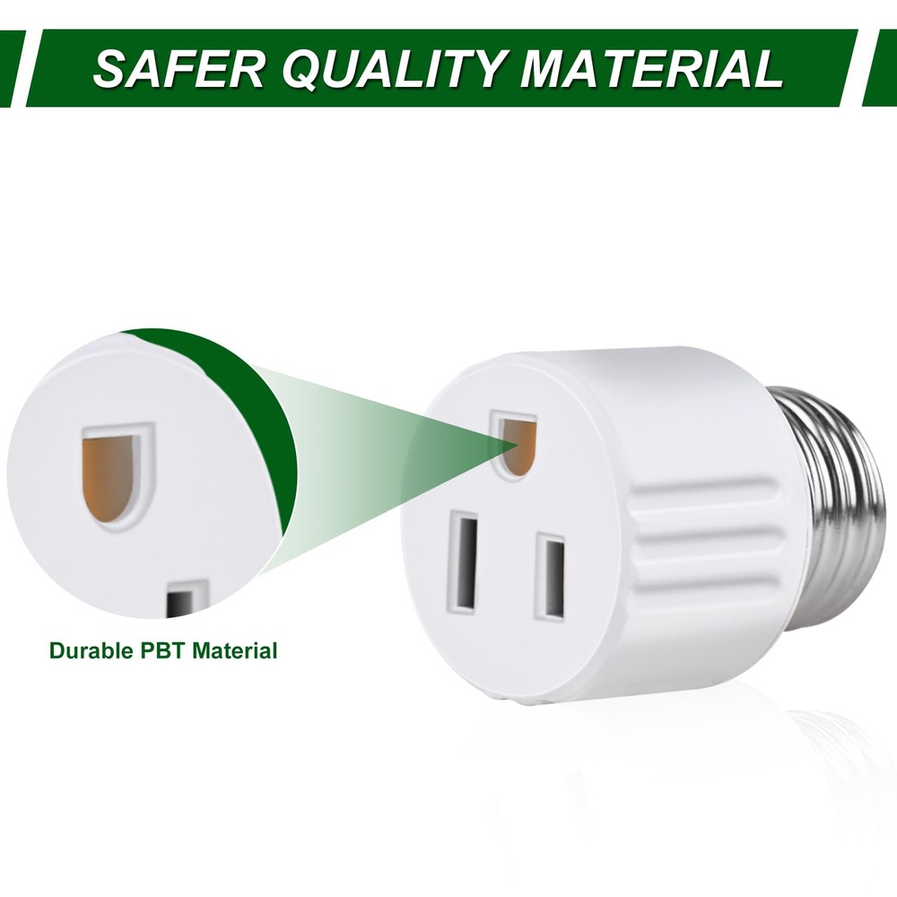 Outlet Light Socket Adapter,Screw in Outlet Socket,E26 Light Bulb to Outlet S...