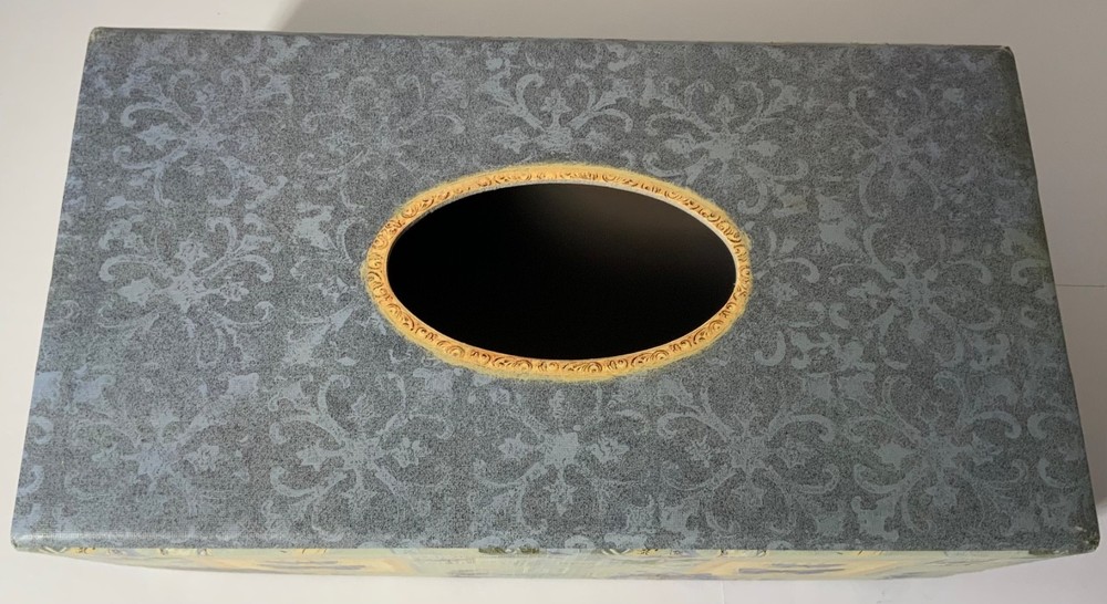 VTG Lang Bobs Boxes Tissue Box Cover Design & Decor Elizabeth Brownd “Blue Iris”