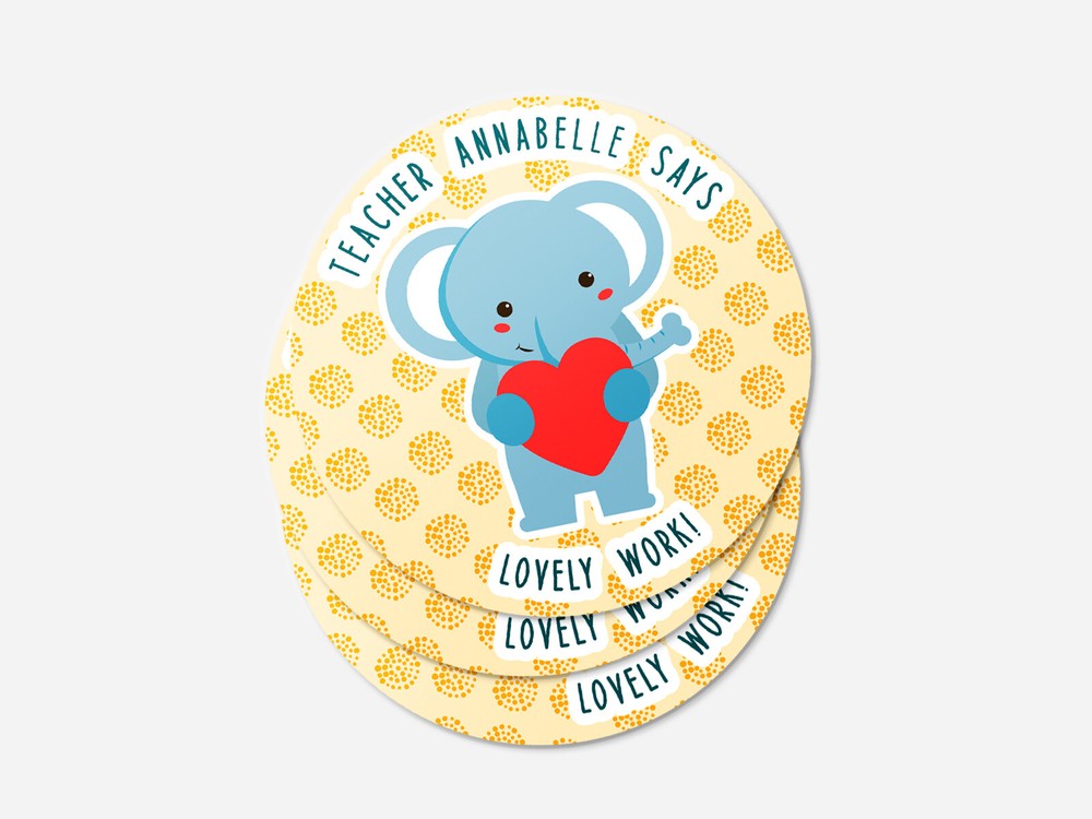 Personalised teacher round sticker labels, custom stickers