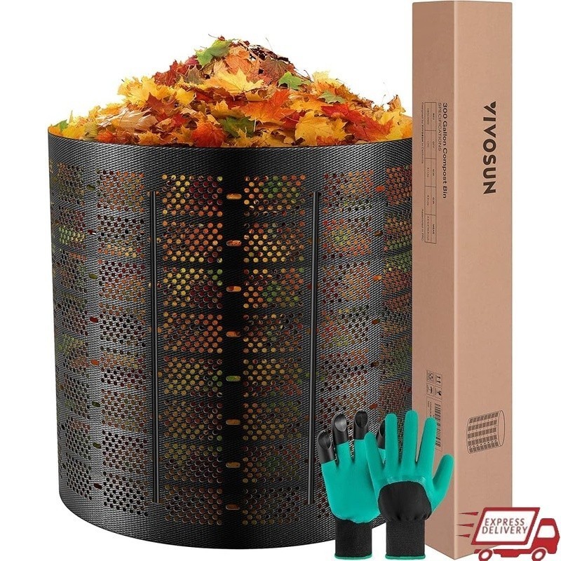 Large Capacity Compost Bin Durable HDPE Composting System Easy Assembly Reusable