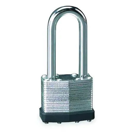 Padlock, Keyed Different, Long Shackle, Rectangular Steel Body, Steel Shackle,