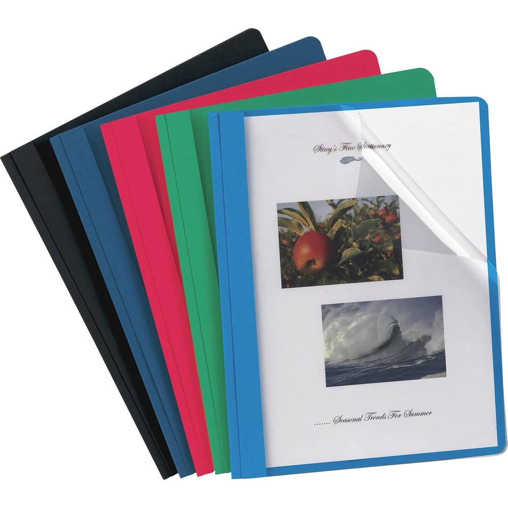 Letter Size Clear Front Report Covers - Assorted Colors, 25 Pack