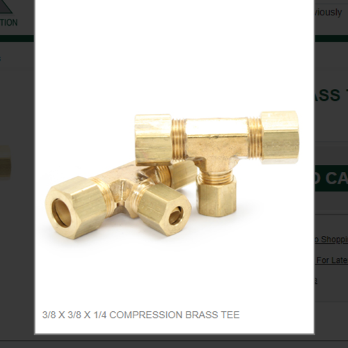 3/8 X 3/8 X 1/4 COMPRESSION BRASS TEE # 64EEC