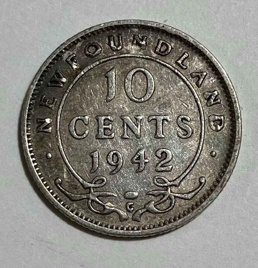 1942 Newfoundland Silver 10 cents