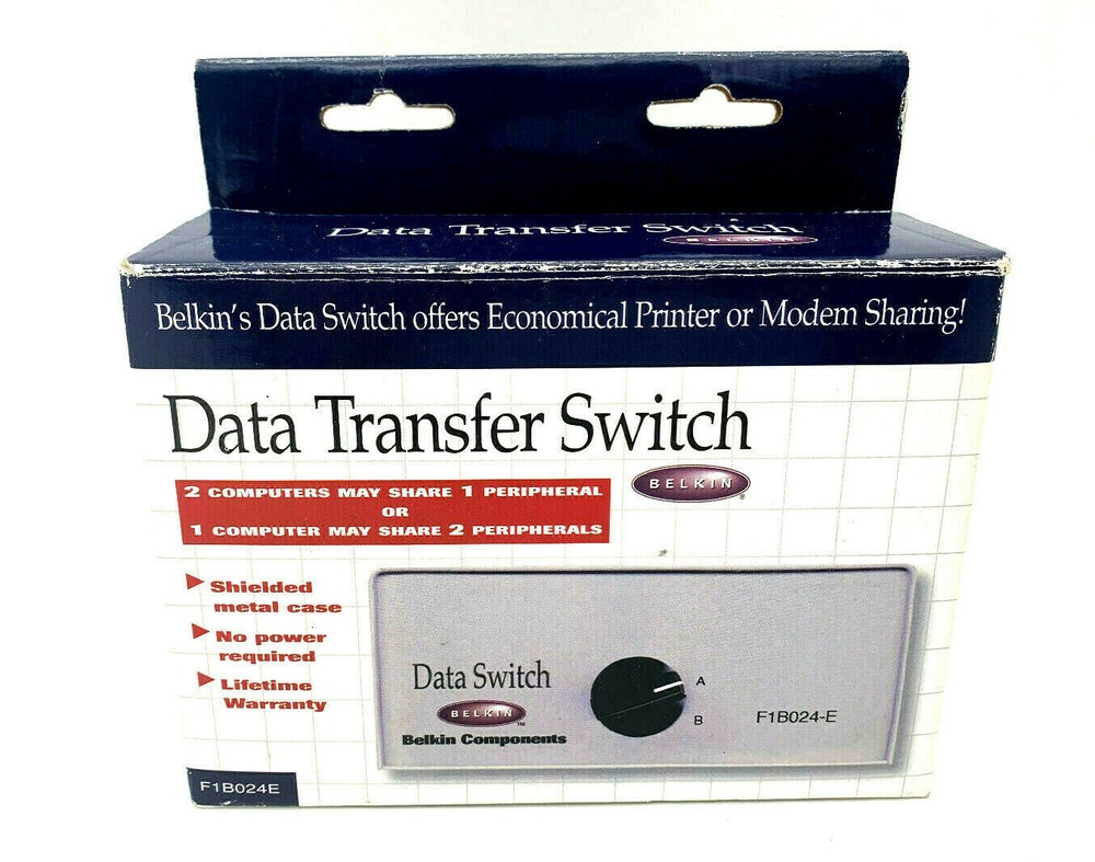 Belkin Data Transfer Switch F1B024E 1996 NIB