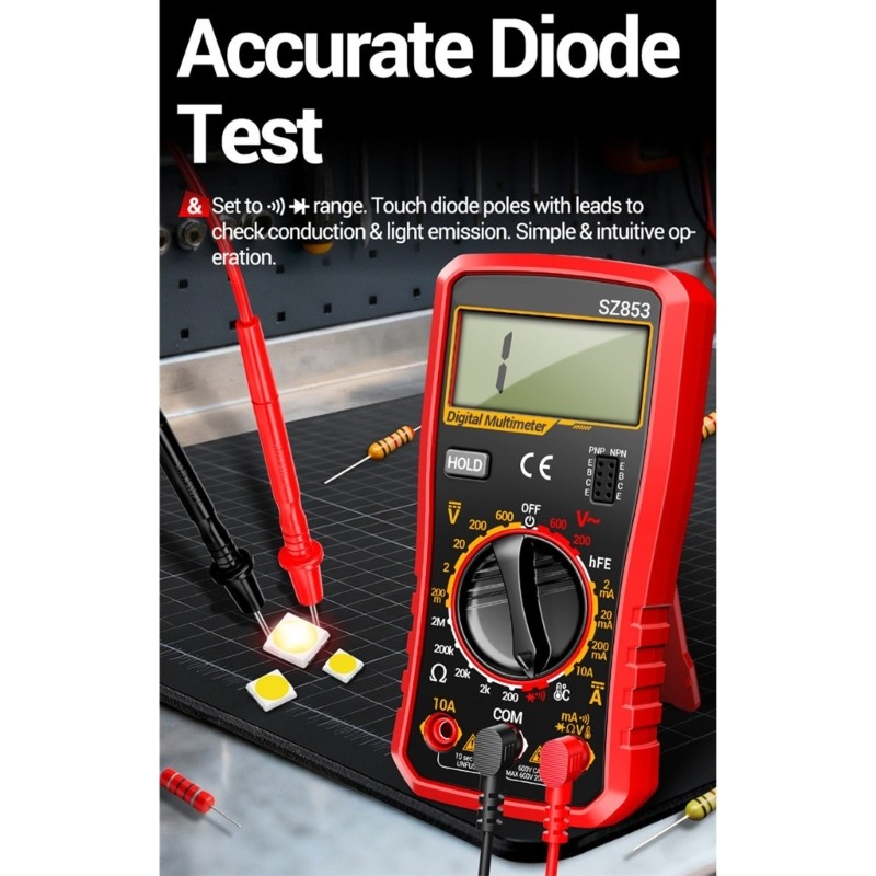 Professional Handheld ABS Construction Digital Multimeter For Electronics Repair