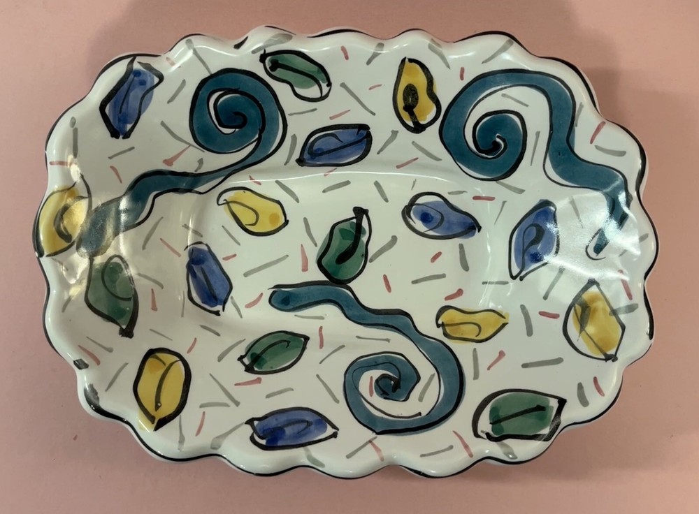 Studio Art Pottery Plate Platter Abstract Design 1990’s Chic
