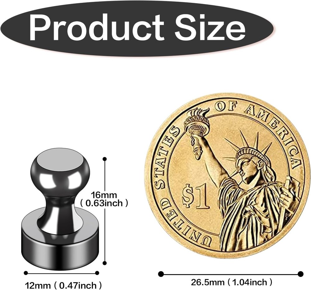 LOVIMAG 12 Pack Strong Fridge Magnets Black Small Refrigerator Whiteboard Set