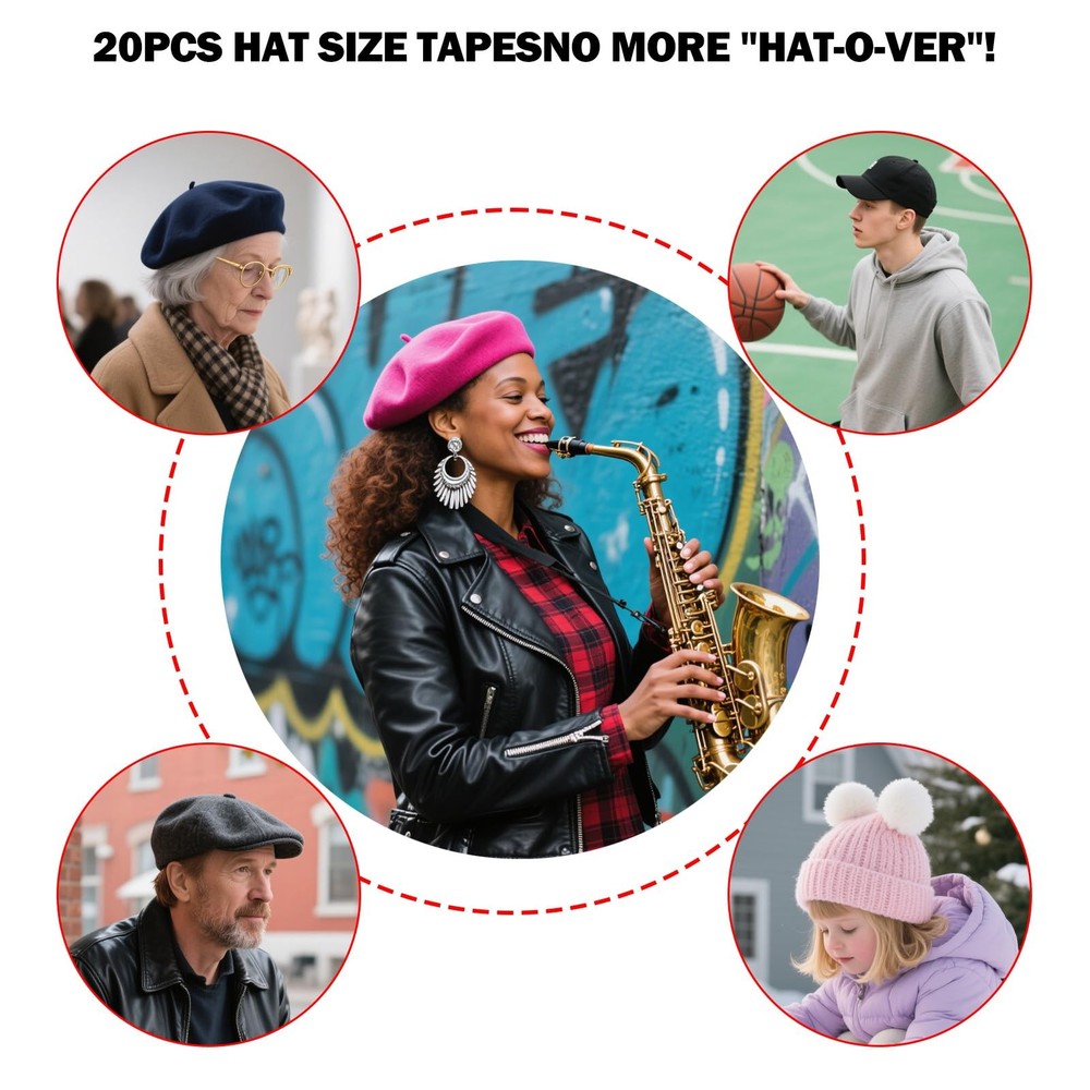 20 Pcs Hat Sizer Reducer Insert, Inserts to Make Medium, Black and White