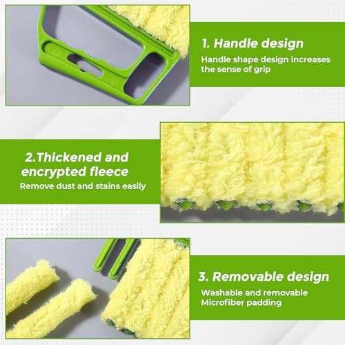 2-Pack Microfiber Blind Cleaner Tools - 7-Finger Washable Duster for Venetian