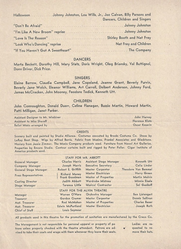 Shirley Booth "A TREE GROWS IN BROOKLYN" Johnny Johnston 1951 Opening Program