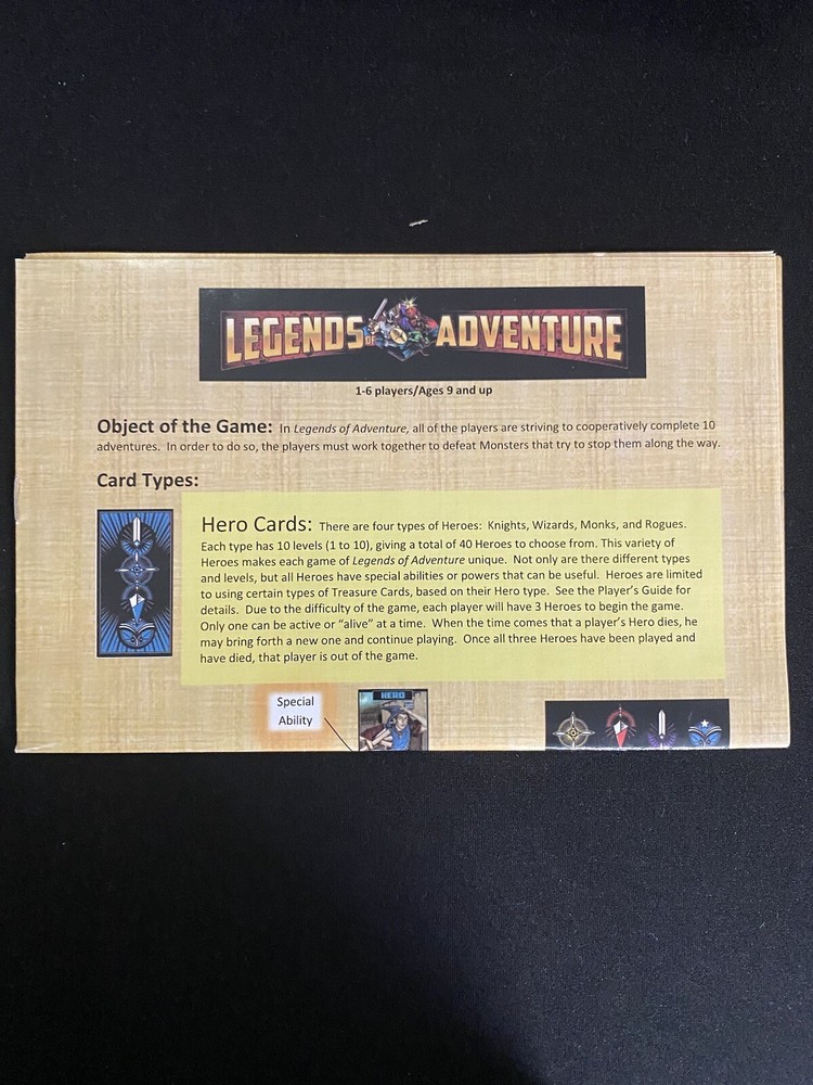 SIGNED LEGENDS OF ADVENTURE BOARD GAME