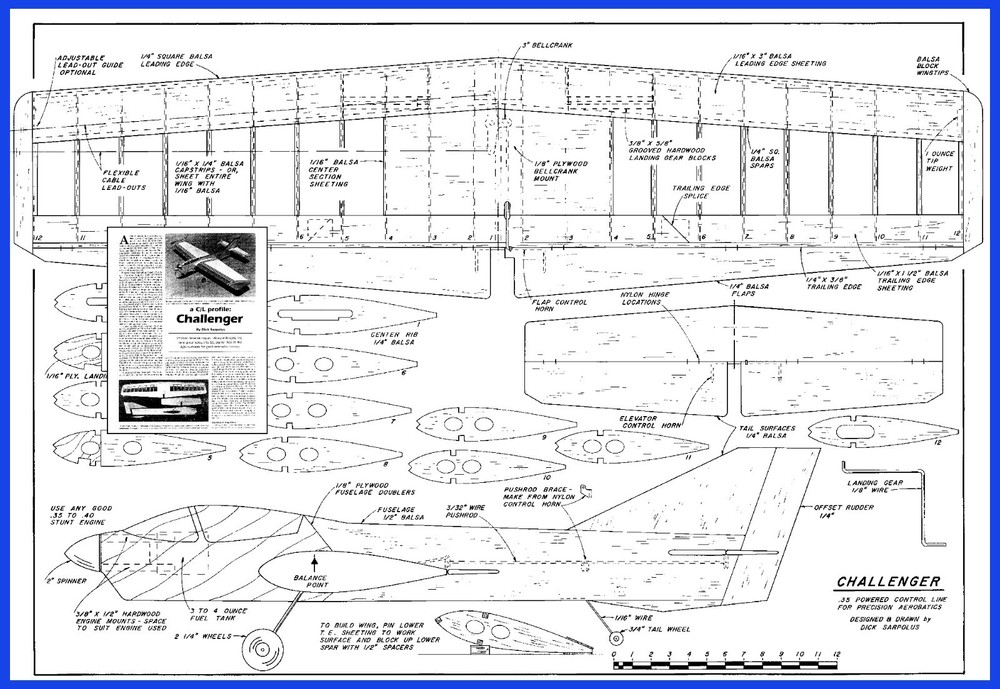 Model Airplane Plans (UC): CHALLENGER 52" Profile Stunt for .35-.40 Engine