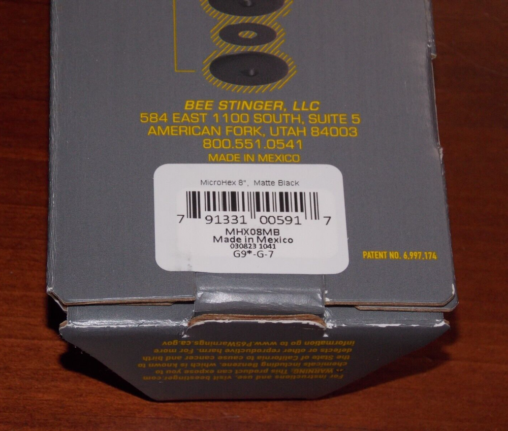 Bee Stinger MicroHex 8" Stabilizer in Matte Black- B Stinger