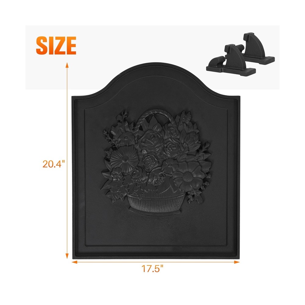 Firebacks for Fireplace,Cast Iron Fireback with Feet,Fireplace Back Plates,He...