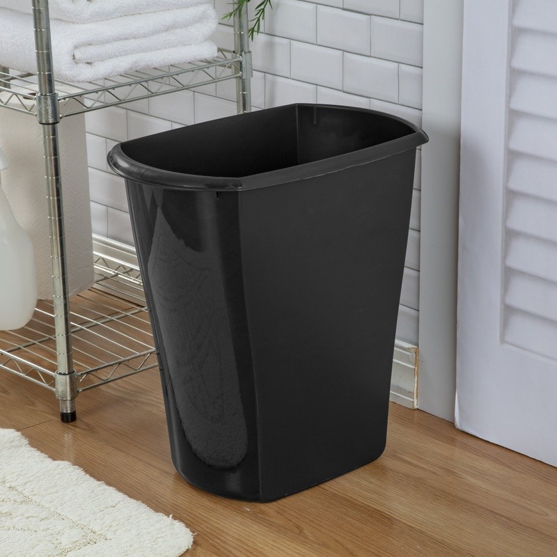 Plastic Trash Can Rectangular Wastebasket Indoor Open Top Handle Home Office New