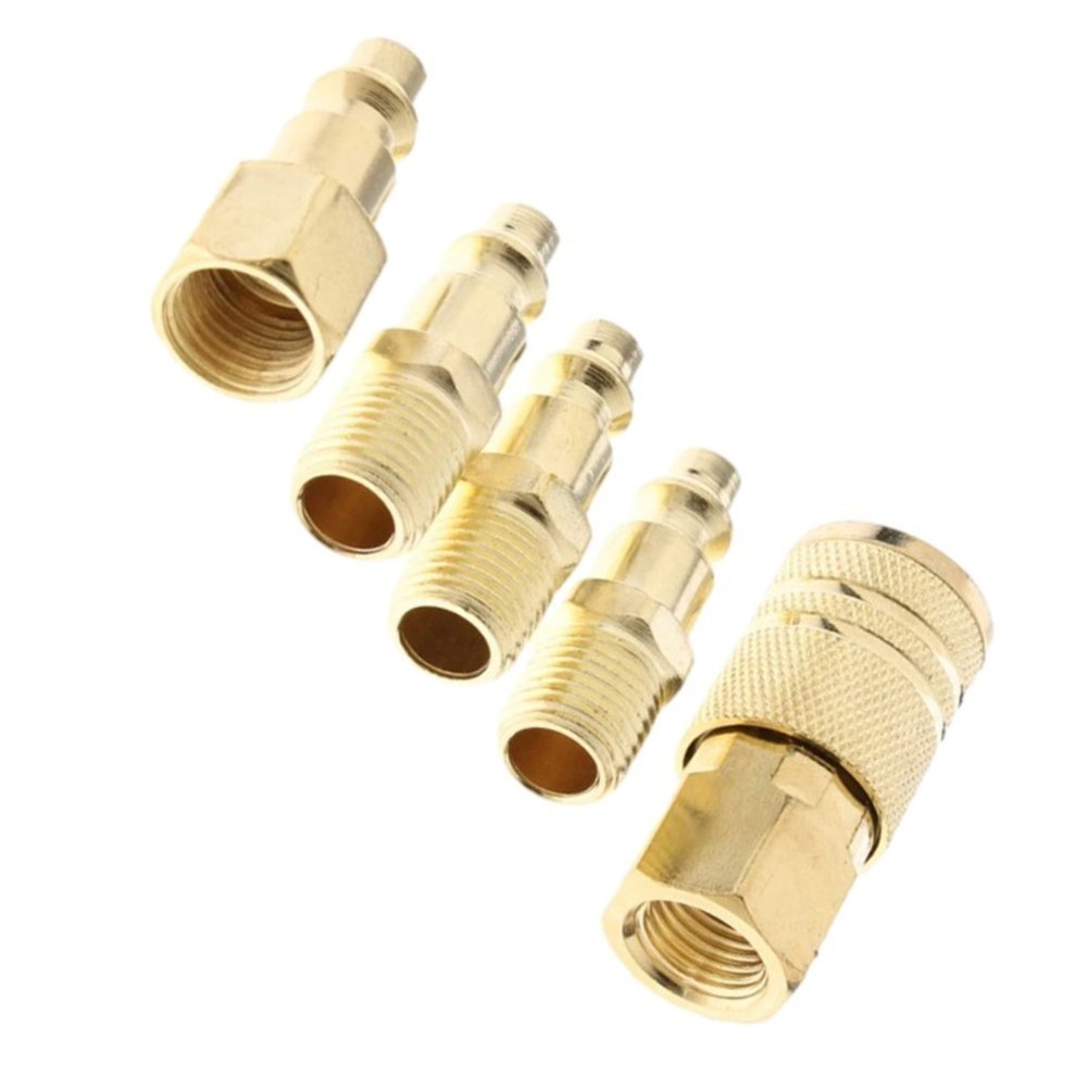 Sturdy Brass Quick Coupler Air Hose Connector Set for Compressor 5 Pcs Pack