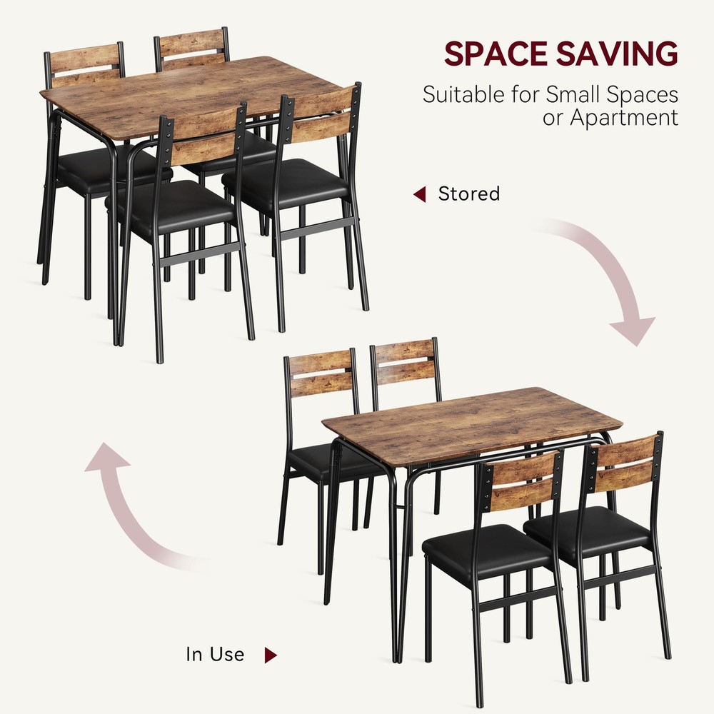 5 Piece Dining Room Table Set Wood Modern Kitchen Table Set w/Upholstered Chairs