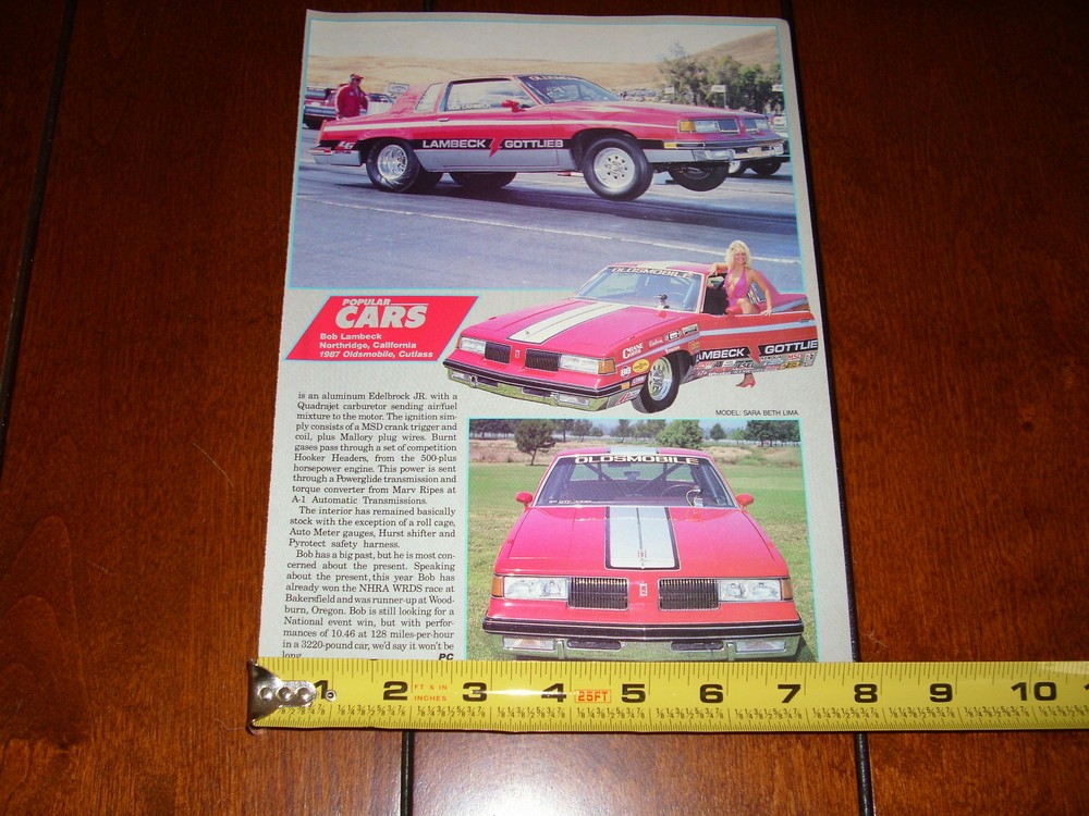 1987 OLDSMOBILE CUTLASS RACE CAR - ORIGINAL 1987 ARTICLE