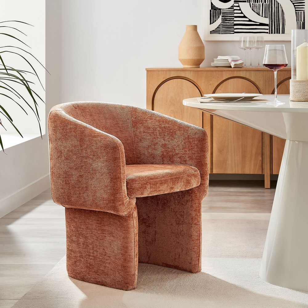 Verity Chenille Dining Armchair in Rust