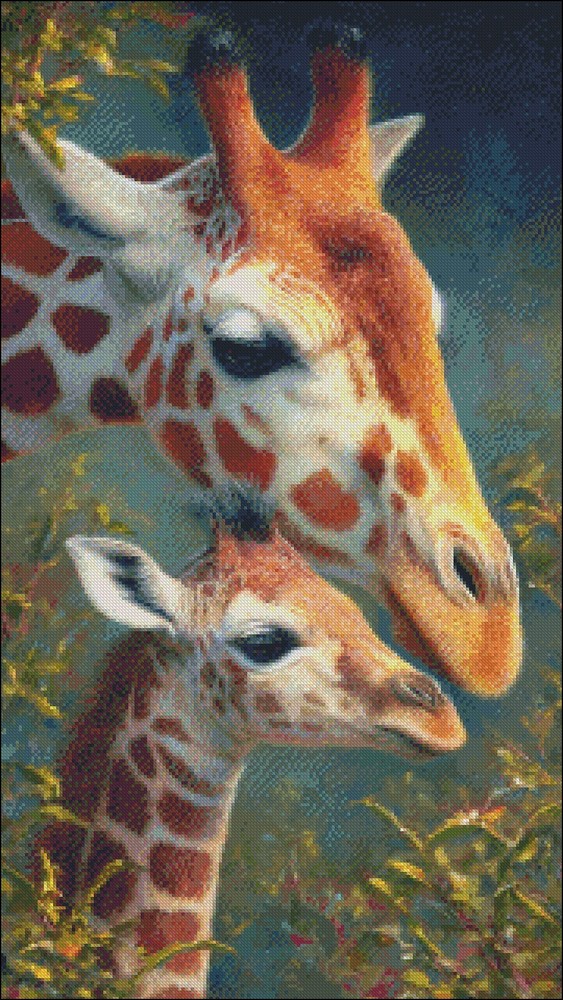 Giraffe and Cub - DIY Chart Counted Cross Stitch Patterns Needlework DMC Color