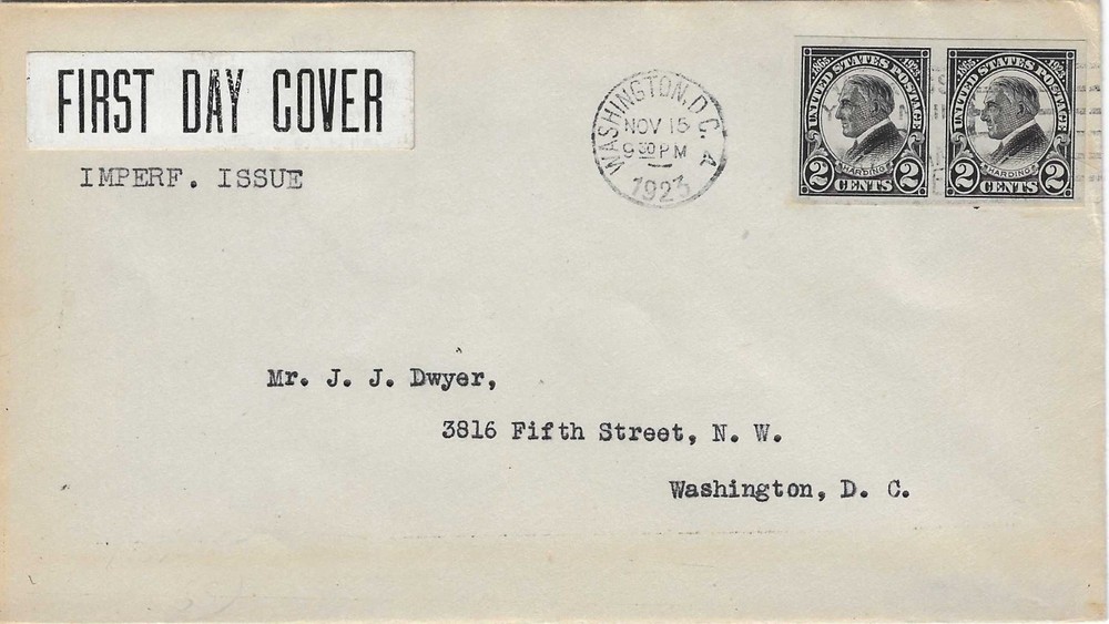 FDC     # 611  pair  --    Harding    11/15/23
