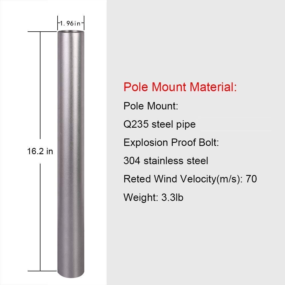 XRDS-RF 16" Antenna Pole, Upgraded Length Pole Mount, Silver