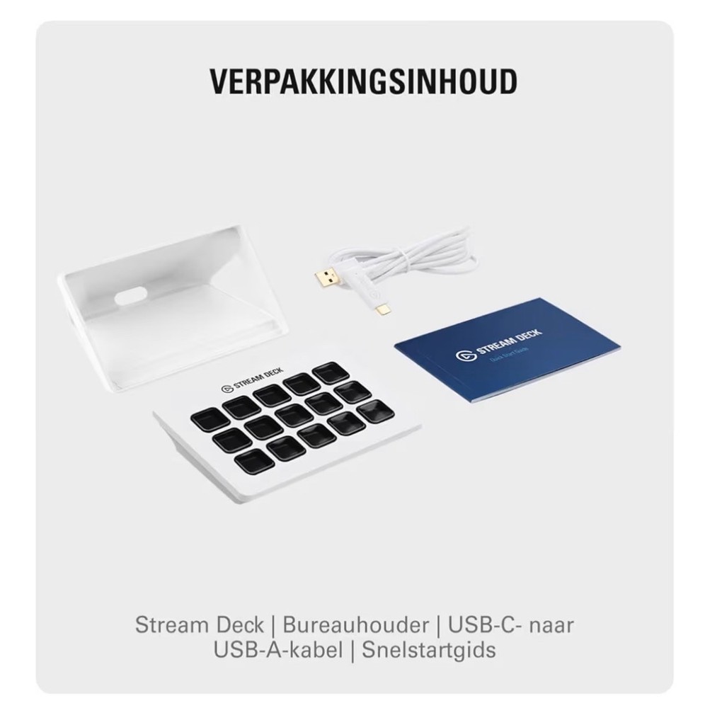 Stream Deck MK.2 White – Studio Controller, 15 macro keys, trigger actions in ap