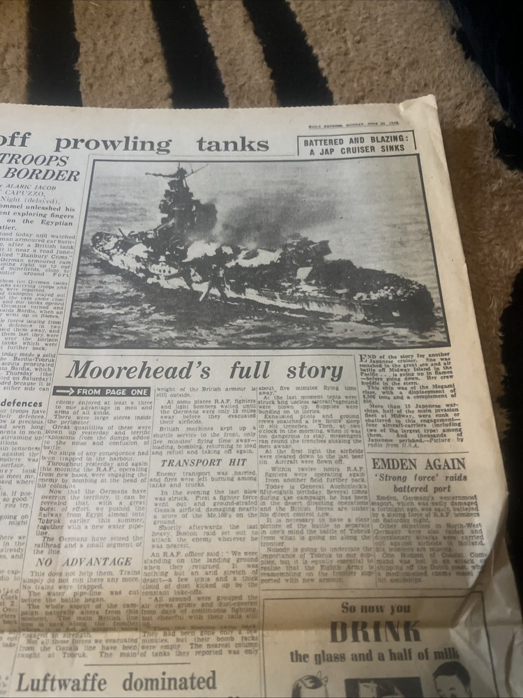 WW 2 Daily Express 22/06/1942 Newspaper