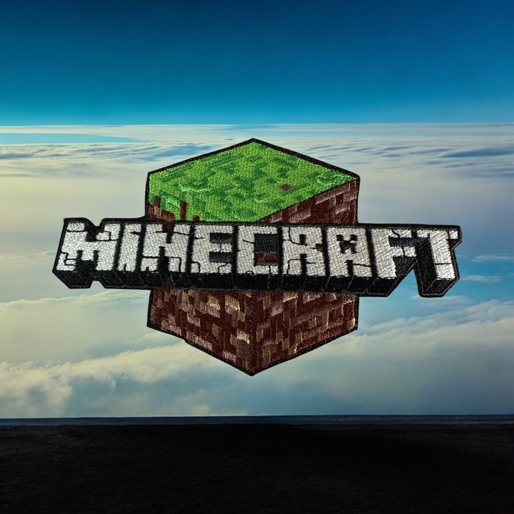 Minecraft Cube Embrodery Patch 6" X 3.34"