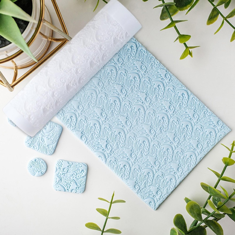 Ocean Wave Clay Texture Roller Versatile Pottery Pattern Roller for Artwork