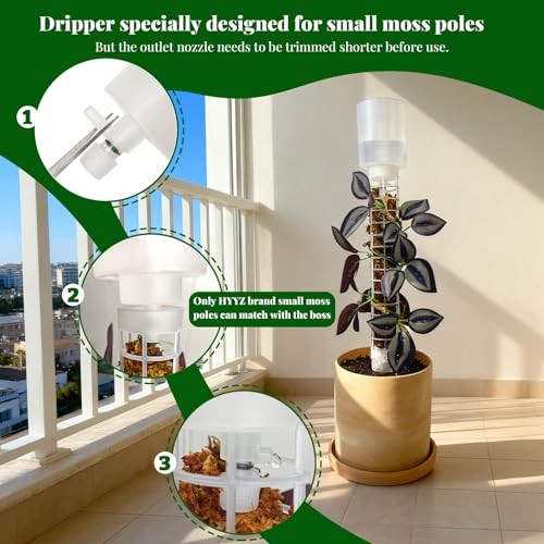 Adjustable Moss Pole Watering Dripper Pro - Self Watering Planter 2 White