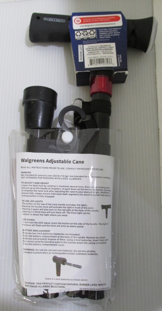 Walgreens Folding Adjustable LED Light Cane