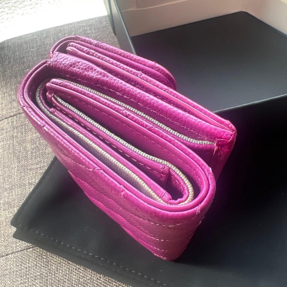 CHANEL Tri-Fold Wallet Mini Wallet Purple