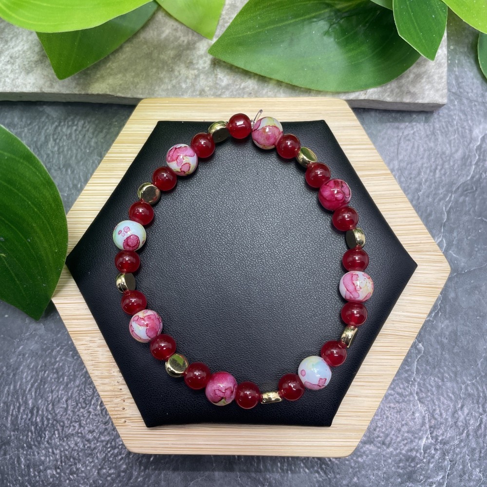 Handmade Bead Beaded Stackable 7” Plus Stretch Bracelet New Free Ship C1540